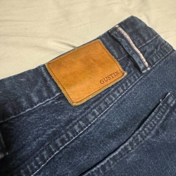 Gustin Men’s Raw Selvedge Denim Jeans - Dark Wash, Button Fly, Size 40x32 - Picture 9 of 11